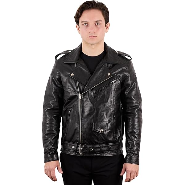 Kingdom Leather Men's Cowhide Thick Leather Jacket Black KC141